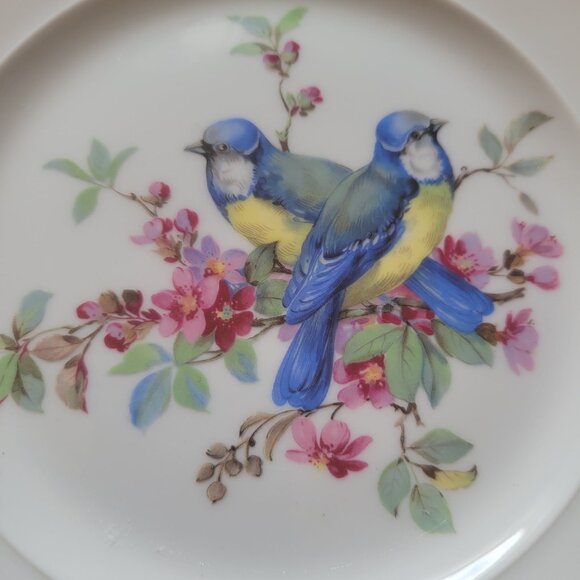 Set Of 2 Western Germany Bird Motif Decorative Plates With Gold Rim - Picture 3 of 8